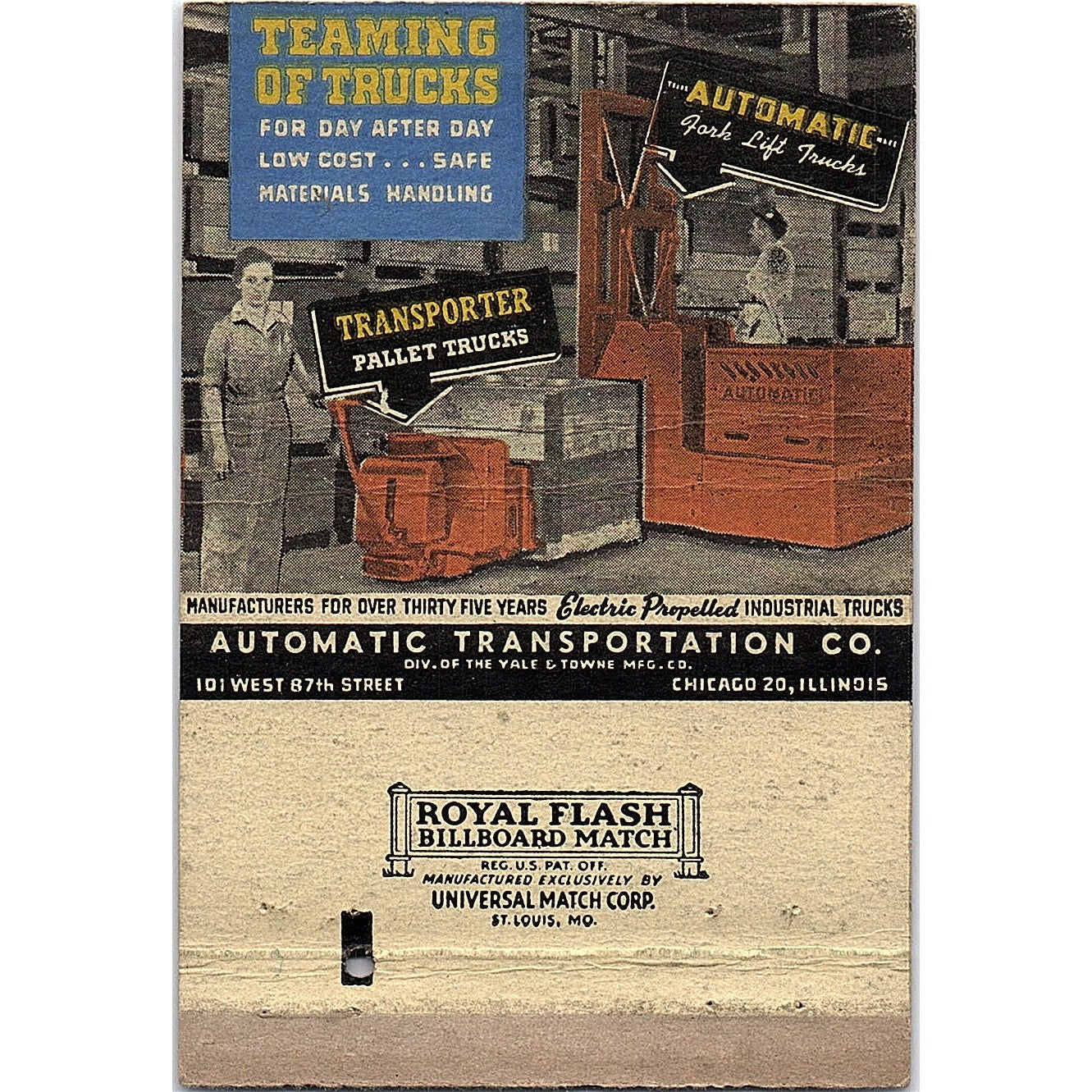 Oscar E Rosche Fork Truck & Transfer Milwaukee WI Vintage Matchbook TB6-MB2-10