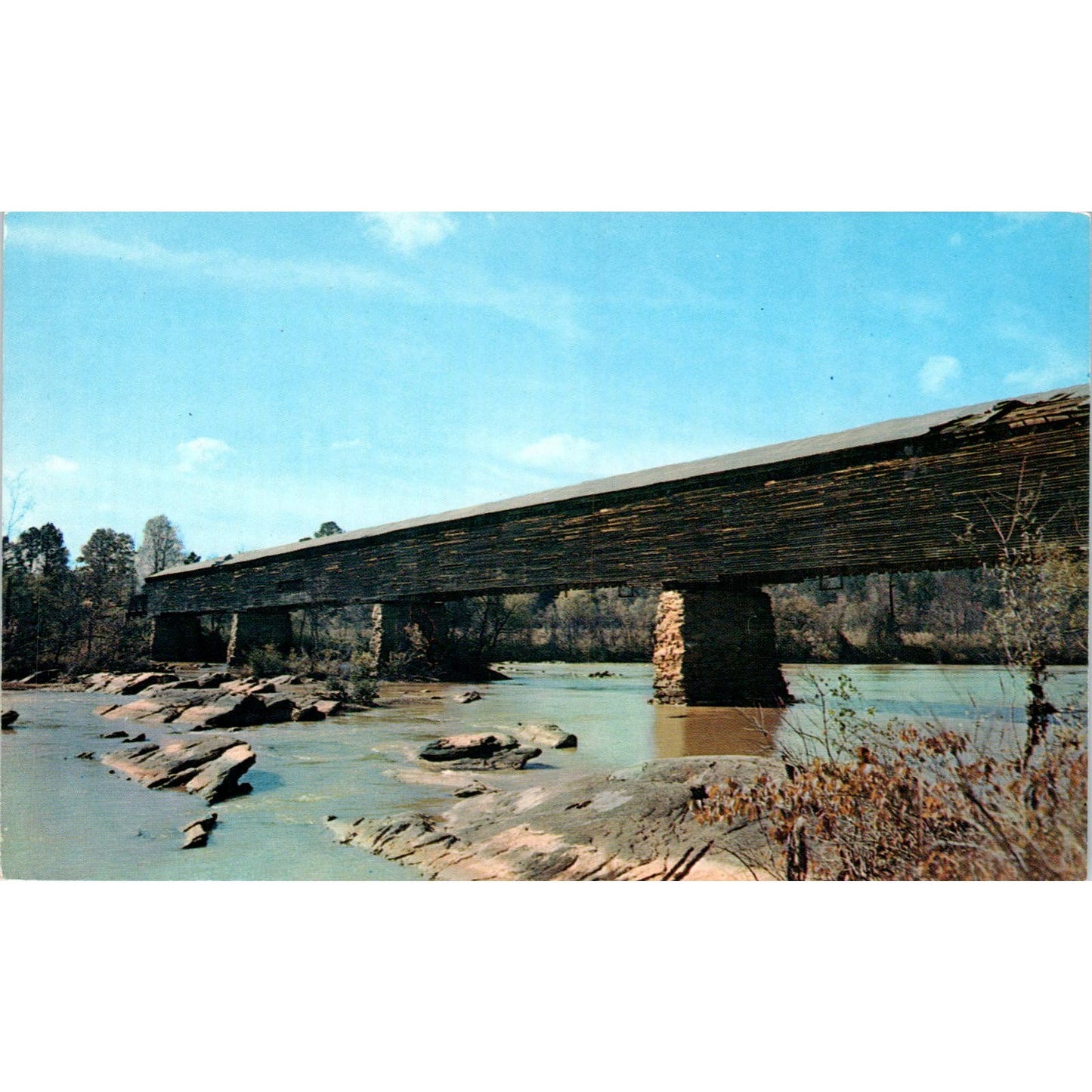 Horseshoe Bend Alexander City Alabama Covered Bridge Postcard PC2