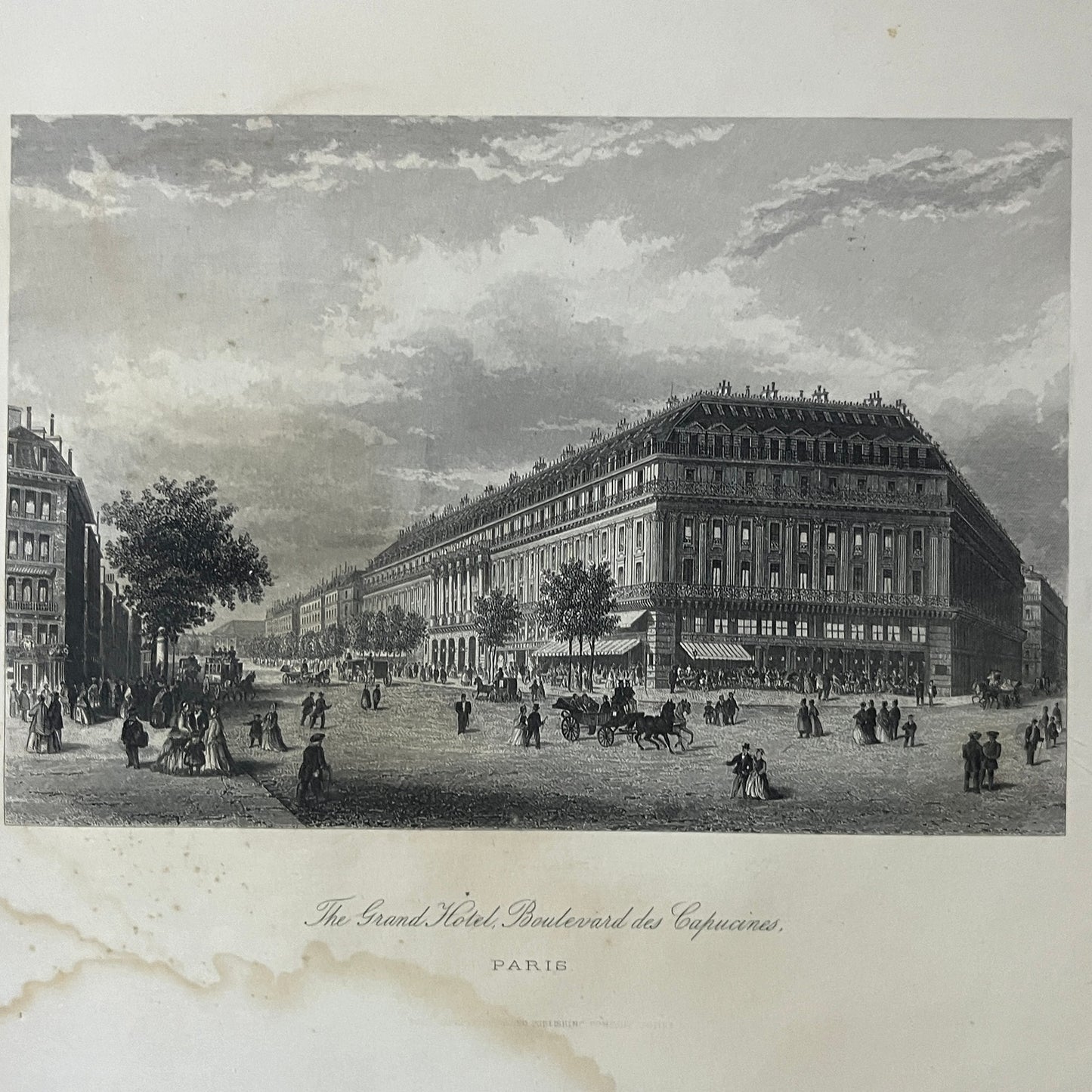 c1864 InterContinental Paris Le Grand Hotel Café de la Paix Engraving 9x12 V10