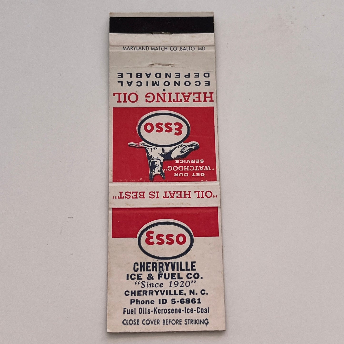 Cherryville Ice & Fuel Co Cherryville NC Vintage Matchbook Cover TB6-MB2-3