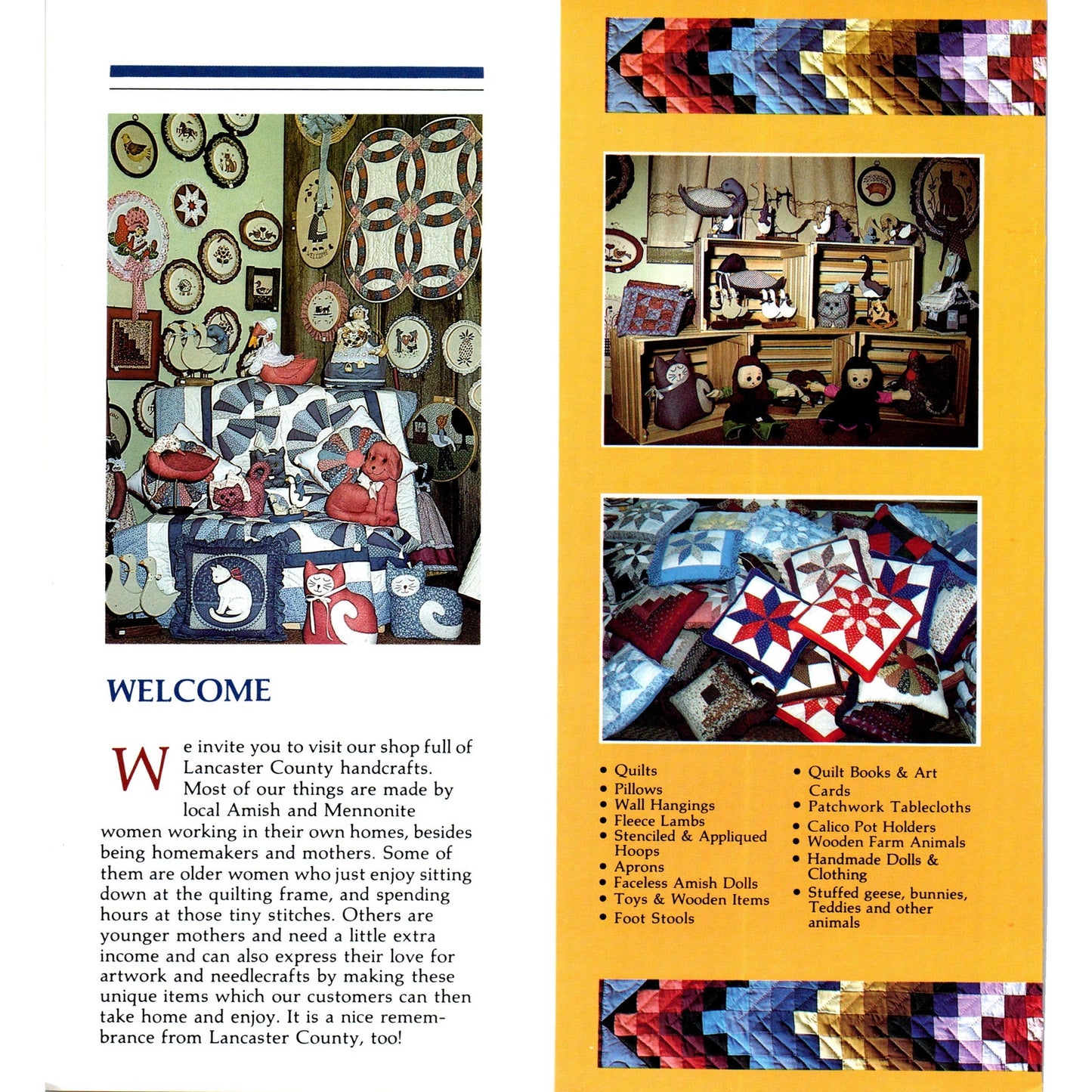 1970s Fisher's Handmade Quilts Bird-in-Hand Lancaster County PA Brochure TF4-BB