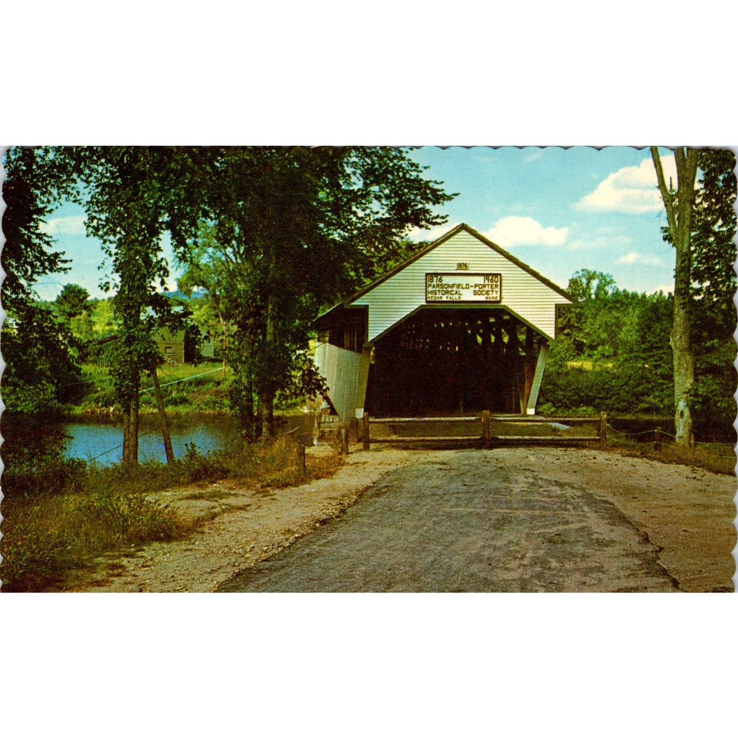 Porter Bridge Ossipee River Porter Parsonsfield ME Covered Bridge Postcard PC14