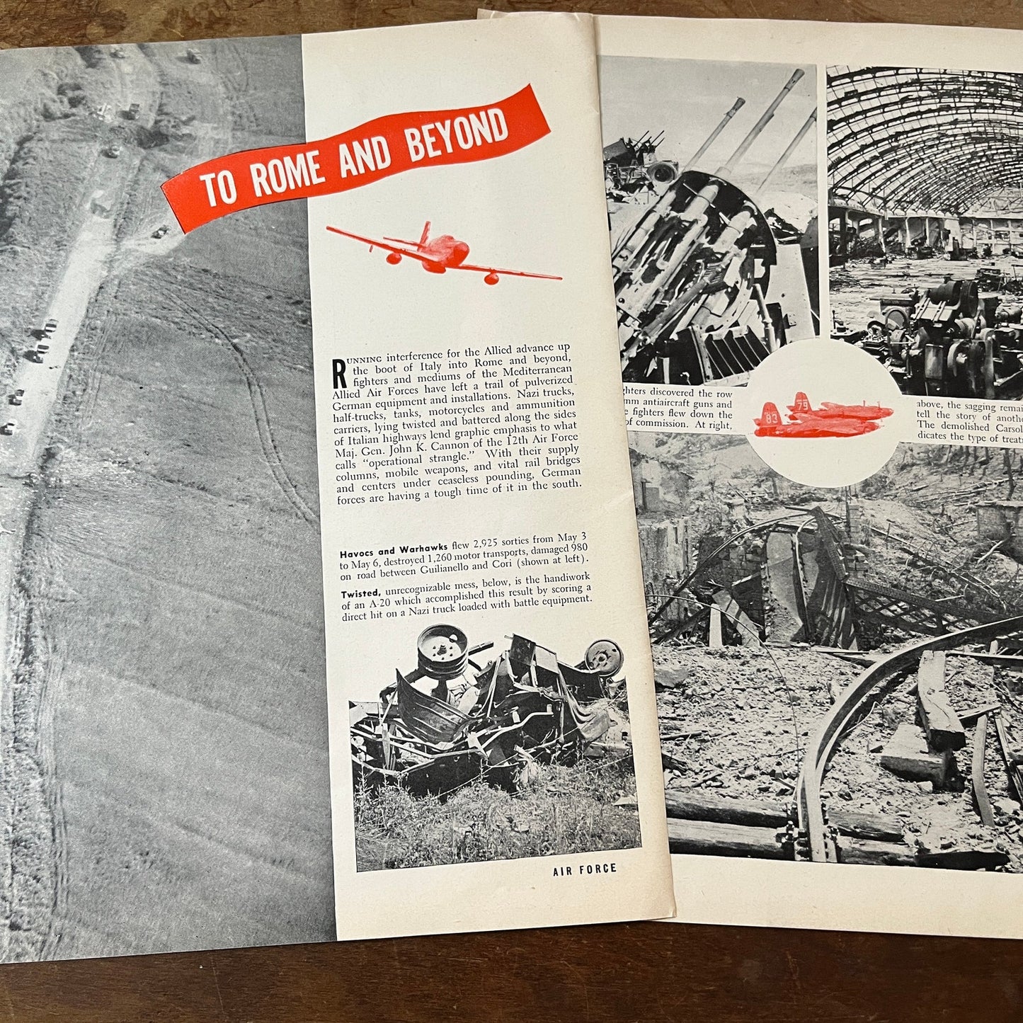 To Rome and Beyond John K Cannon 12th Air Force 2 Pages 1944 WWII Article AG2-3