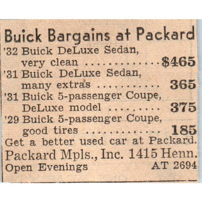 Packard Mpls Inc Auto Sales Hennepin 1935 Minneapolis Journal Ad AE7-H2