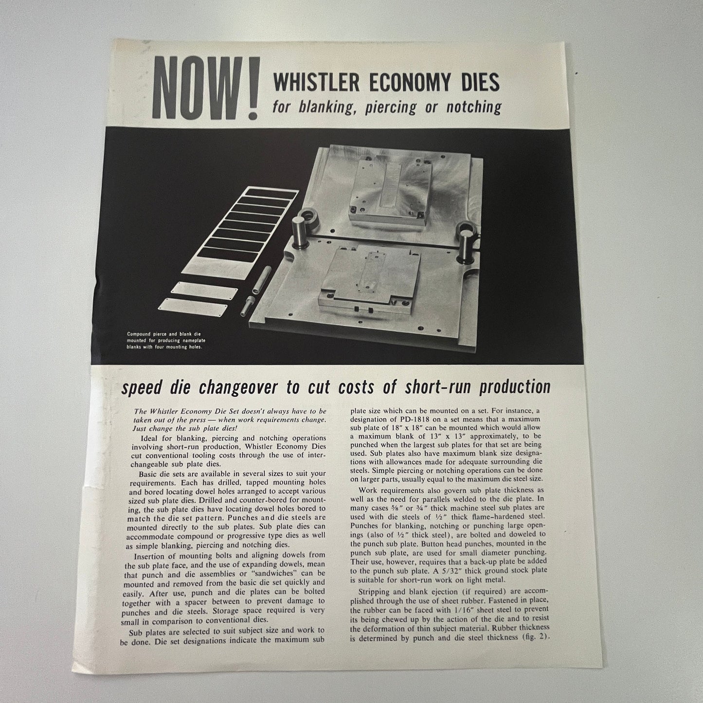 1962 Whistler Economy Dies - S.B. Whistler & Son Dies Buffalo NY Leaflet J18