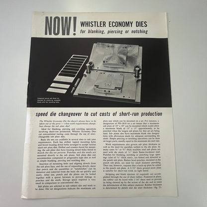 1962 Whistler Economy Dies - S.B. Whistler & Son Dies Buffalo NY Leaflet J18