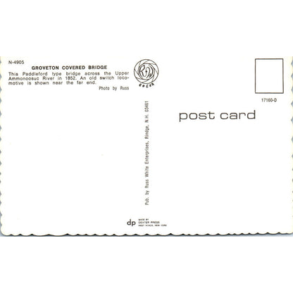 Groveton Bridge Ammonoosuc River NH Covered Bridge Postcard PC4