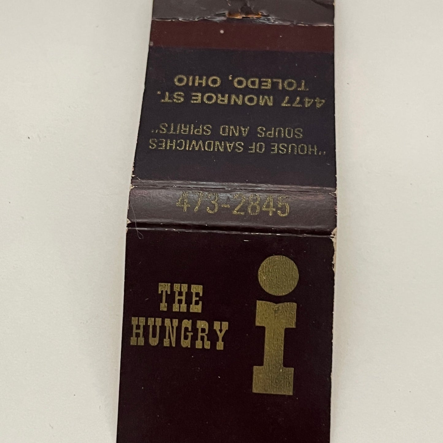 The Hungry I 4477 Monroe St Toledo OH Vintage Matchbook TB6-MB2-14