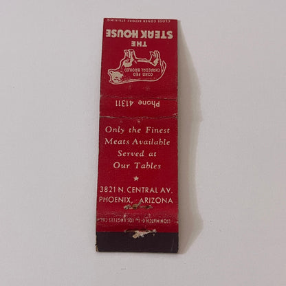 The Steak House 3821 N Central Ave Phoenix AZ Vintage Matchbook TB6-MB2-9