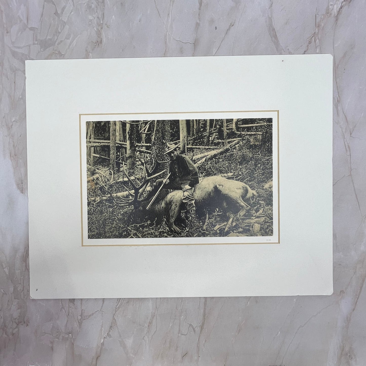Hunter With Elk Vintage Art Print 11x14 FL6-4