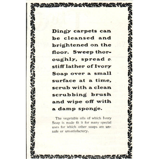 Ivory Soap for Cleaning Dingy Carpets 1903 Magazine Ad AF7-E4