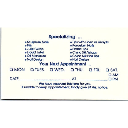 Best Nails Ladies & Gentlemen Temecula CA Vintage Business Card SC9-B10