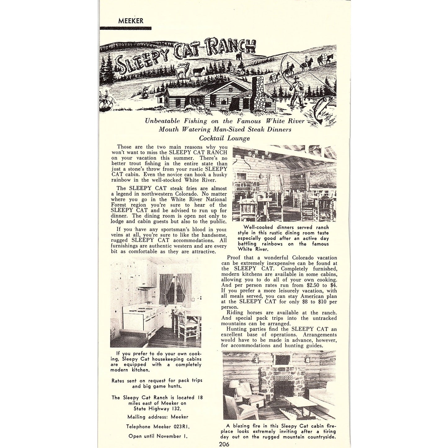 Sleepy Cat Ranch - Meeker Colorado 1958 Ad AG1-8