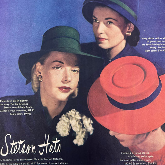 Ladies Stetson Hats 9x12 Vintage Magazine Advertisement FL6-6