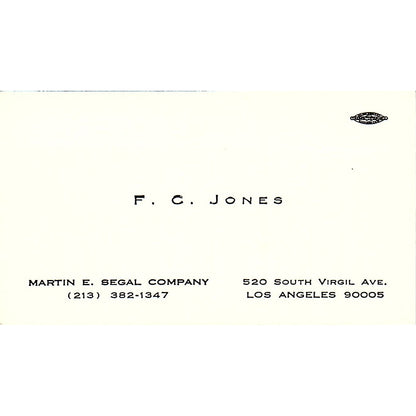 Martin E Begal Company F C Jones Los Angeles Vintage Business Card SB4-B9