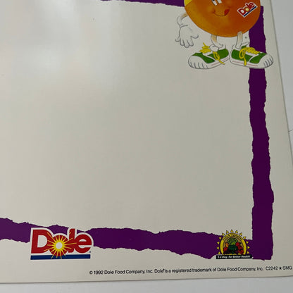 Original 1992 Dole 5 A Day Fruits, Veggies Advertising Store Display Sign 11x14"