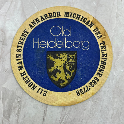Vintage Old Heidelberg Ann Arbor Michigan German Beer Coaster TJ5-CO1