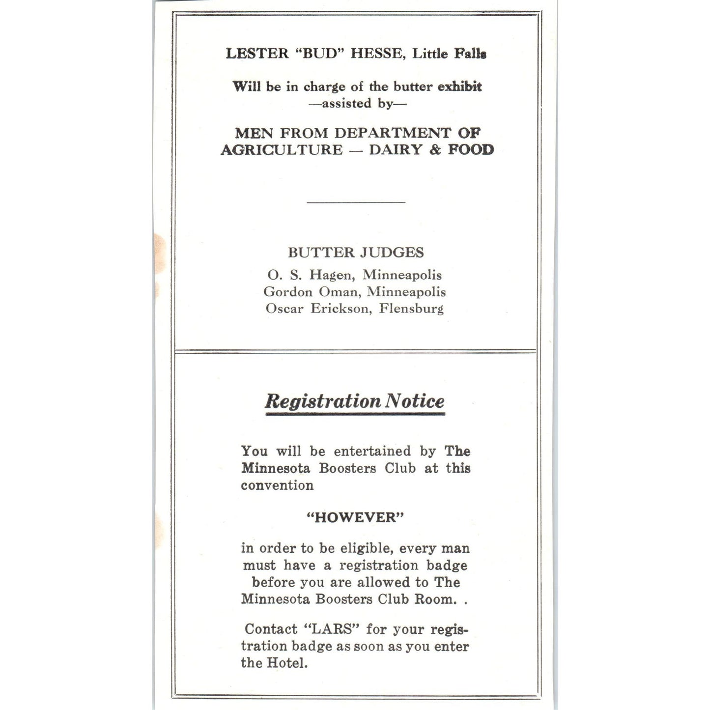 Butter Exhibit Lester Bud Hessee Little Falls MN 1953 Ad AE9-DC2