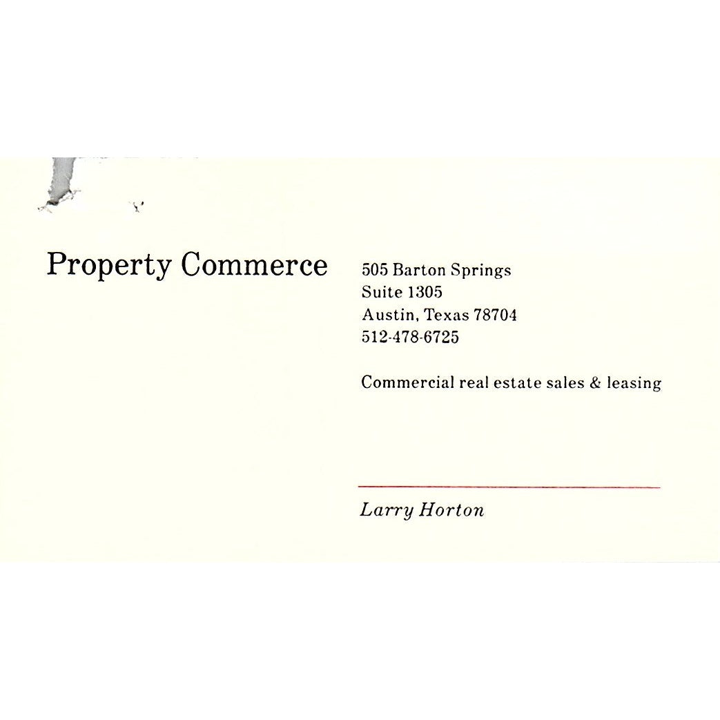 Larry Horton Property Commerce Austin TX Vintage Business Card SE3-B14