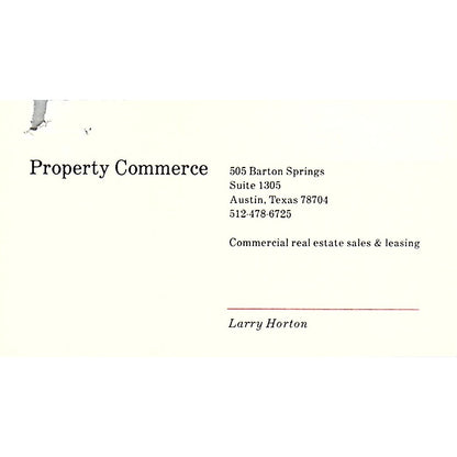 Larry Horton Property Commerce Austin TX Vintage Business Card SE3-B14