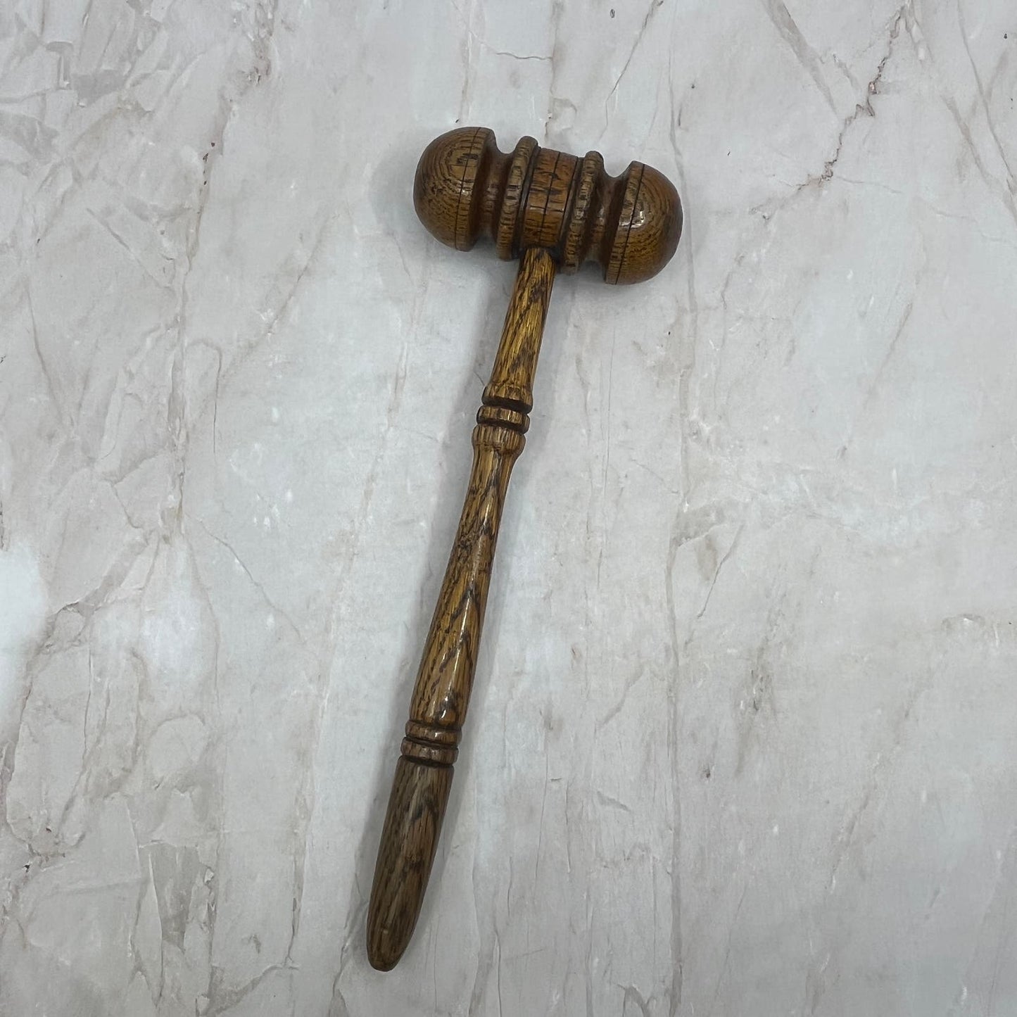 Vintage Solid Oak Judge Gavel Hammer Mallet 11" TJ4