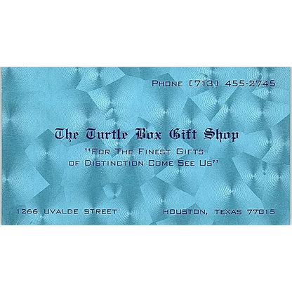 The turtle Box Gift Shop Uvalde Street Houston TX Vintage Business Card SF3-B3