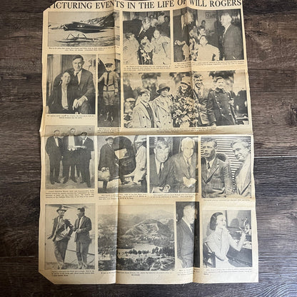 Picturing Events in the Life of Will Rogers Vintage Newspaper Spread V1-9