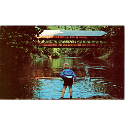 Mohican Park Bridge Clear Fork Creek Mansfield OH Covered Bridge Postcard PC3