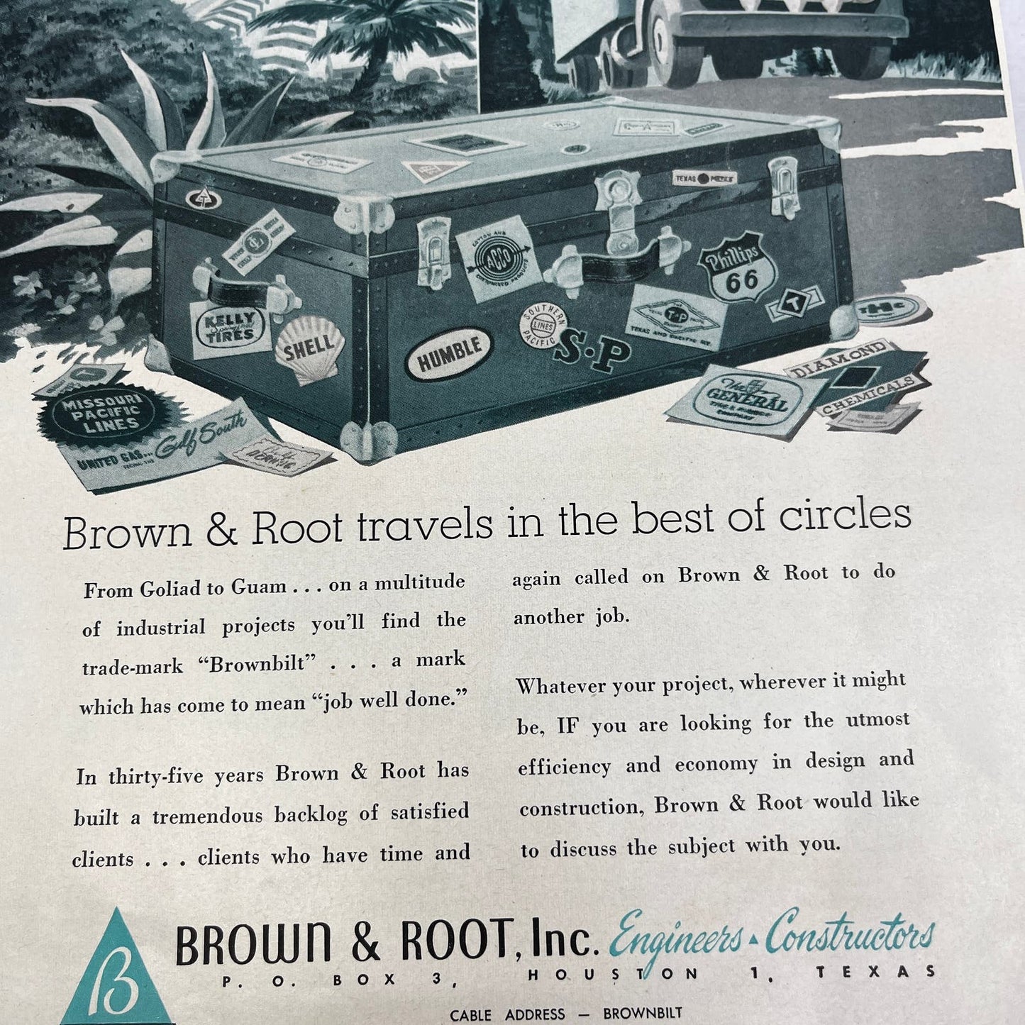 Brown & Root Engineers Constructors Houston TX 1951 Magazine Ad FL6-10