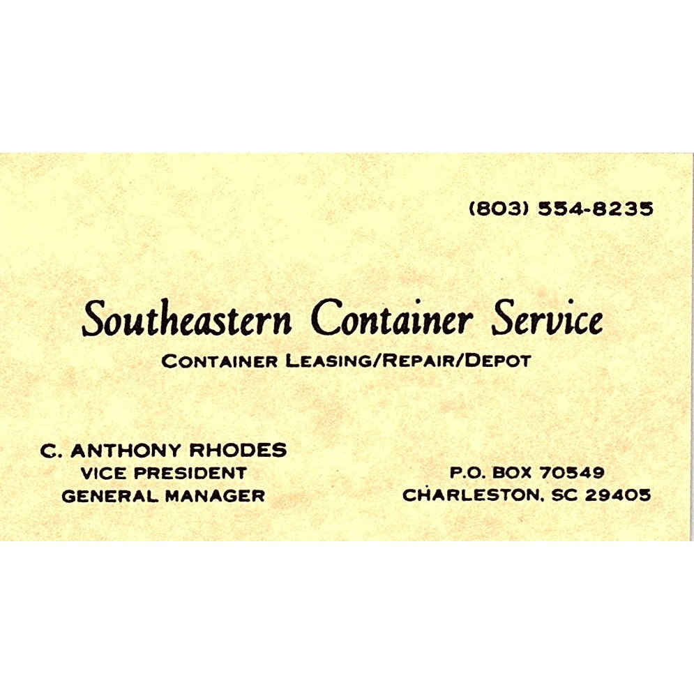 C Anthony Rhodes Southeastern Container Service Charleston Business Card SC9-B3