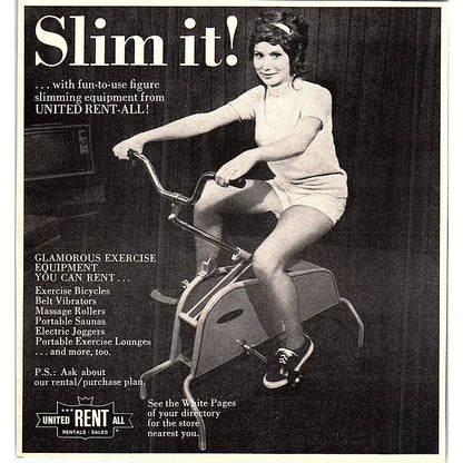 Slim It! United Rent-All Glamorous Exercise Equipment 1972 Ad AF3-16