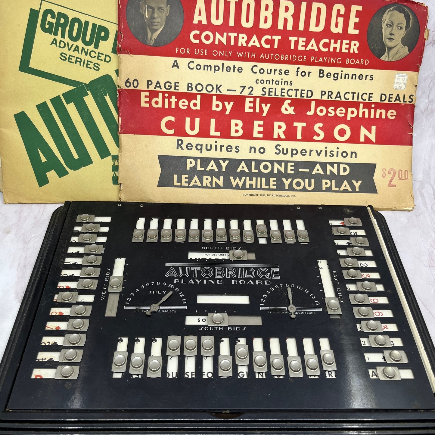 Vintage Autobridge Play-Yourself Bridge Game Board and Extra Playing Hands TK3