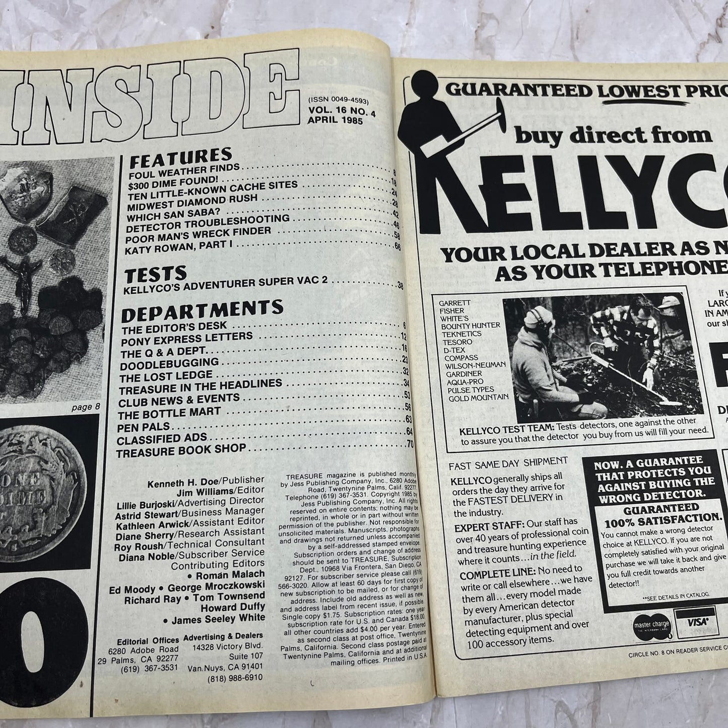 1985 April - Treasure Magazine - Treasure Hunting Metal Detecting Gold Coins M10