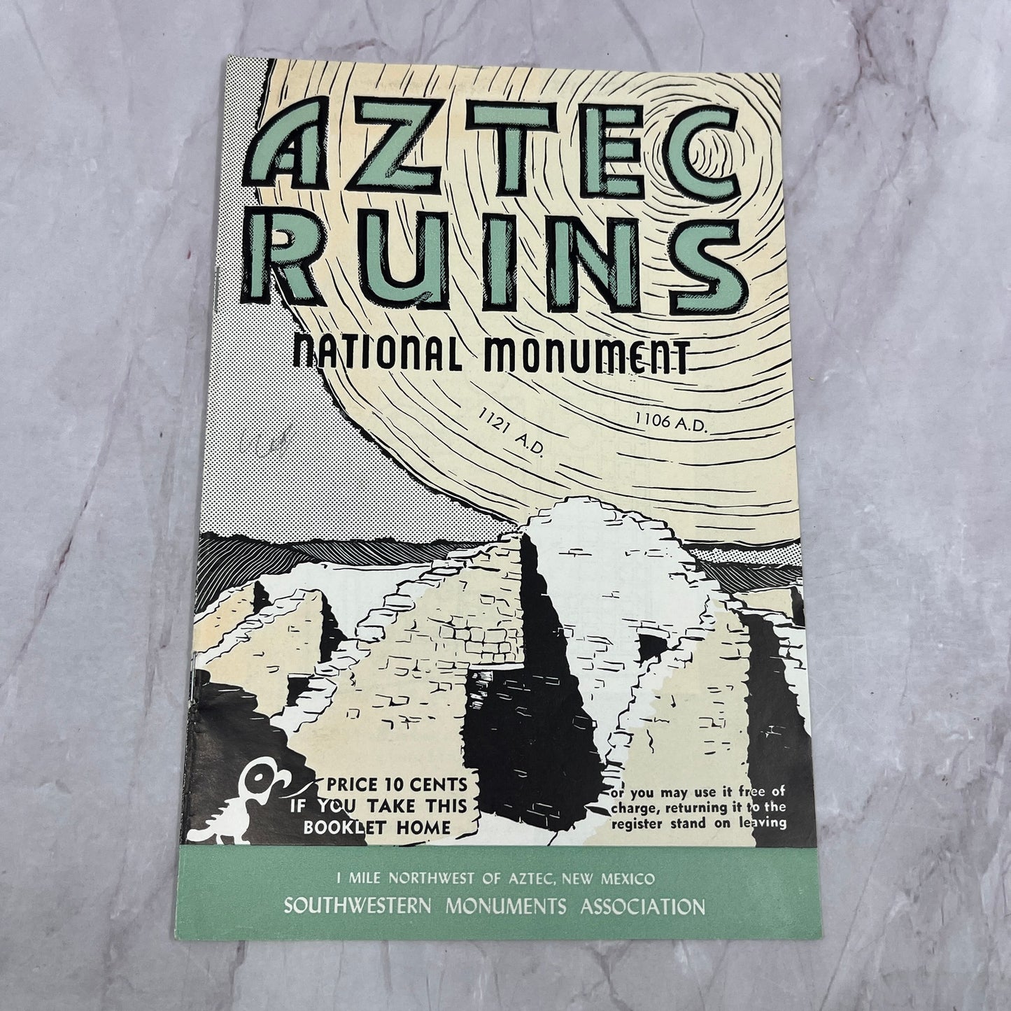 1950s Aztec Ruins National Monument Globe AZ Travel Souvenir Booklet TC5-LP1