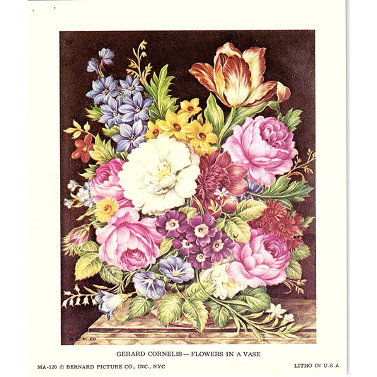 Gerard Cornelis - Flowers in a Vase Vintage Lithograph Print 5x6 V19
