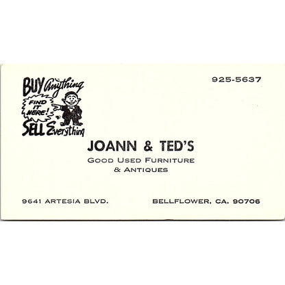 Joann & Ted Harris Bellflower CA Vintage Business Card SF3-B6