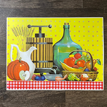 Retro Kitsch 1972 Cherepov Thanksgiving Harvest Table Cottage Art Print 9x12 V4