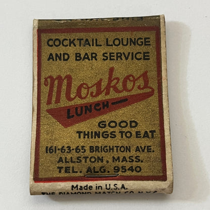 Moskos Lunch Brighton Ave. Allston MA Vintage Matchbook Cover TB6-MB1-3