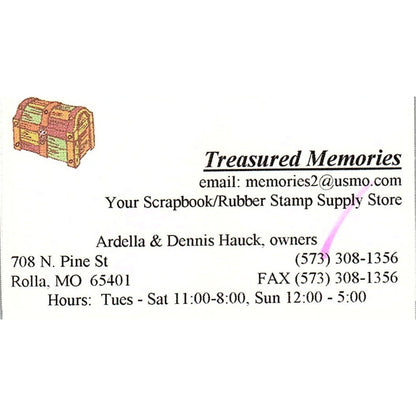 Ardella & Dennis Hauck Treasured Memories Rolla MO Vintage Business Card SC9-B11