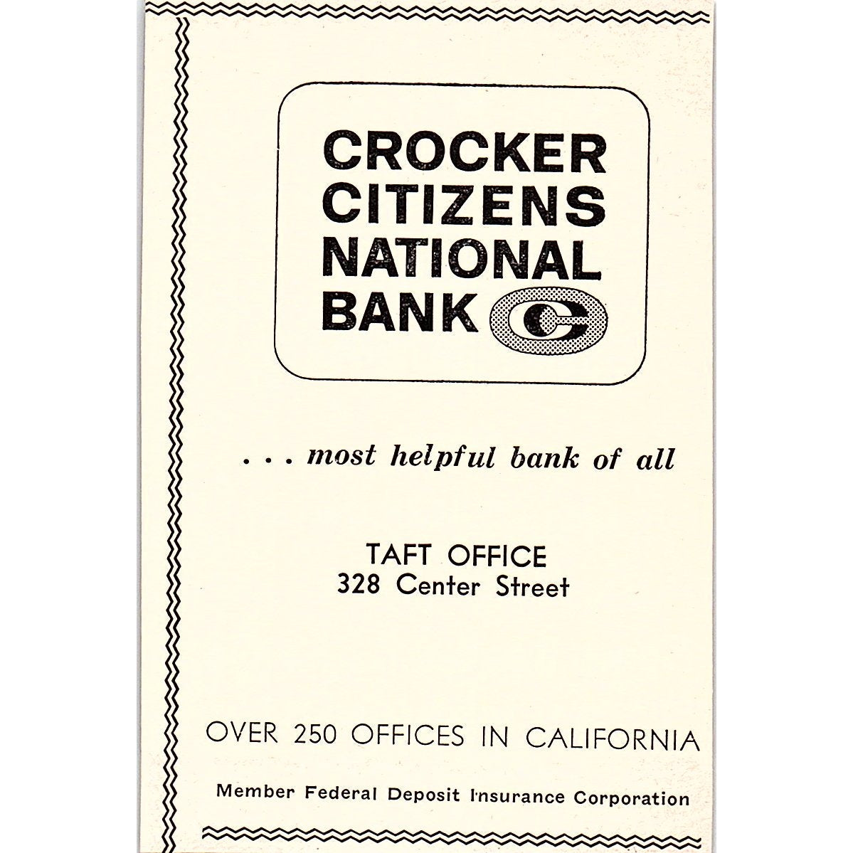 Crocker Citizens National Bank, Sears Roebuck and Co - Taft CA 1965 Ad AF8-M5