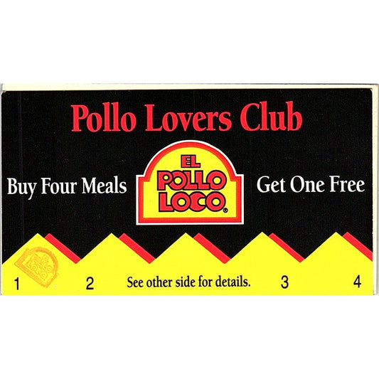 1992 El Pollo Loco #5420 Club Card Long Beach Vintage Business Card SC9-B1