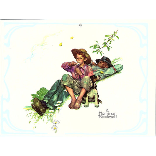 Grandpa and Me Picking Daisies Norman Rockwell Vintage Art Print 6x7" V17