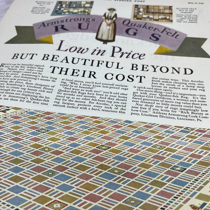 Armstrong's Quaker-Felt Rugs 1928 Original Magazine Advertisement FL6-8