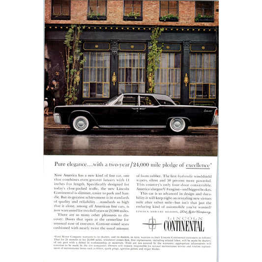 Lincoln Continental Black Automobile Car - Vintage Magazine Ad D20
