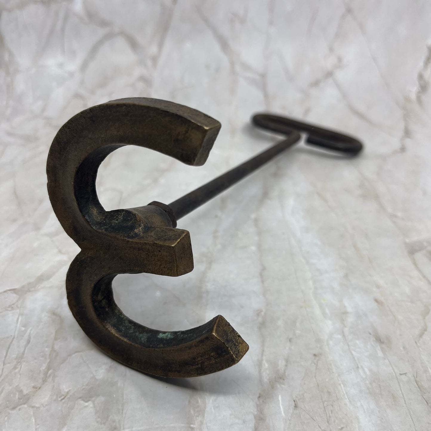 Antique Bronze Cattle Branding Iron Letter W M 3 11” Western Cowboy Decor TF5
