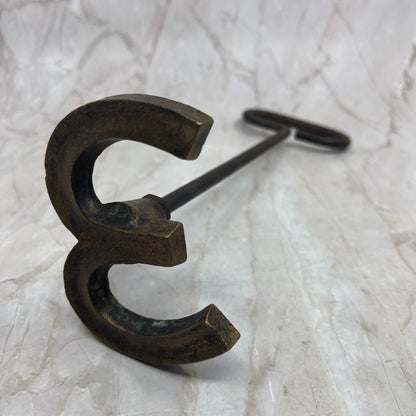 Antique Bronze Cattle Branding Iron Letter W M 3 11” Western Cowboy Decor TF5