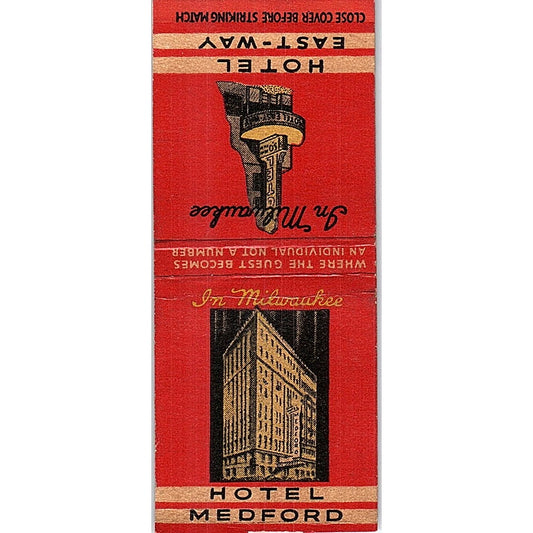 Hotel Medford Milwaukee WI Vintage Matchbook Cover SF3-Y3