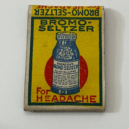 Bromo-Seltzer for Headaches Vintage Matchbook Cover TB8-MB-8