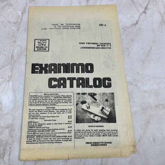 1982 - Exanimo Treasure Hunting Catalog Fremont Nebraska M11
