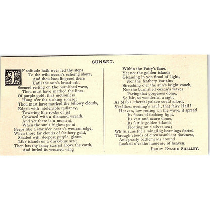 Sunset - Percy Bysshe Shelley 1884 Poem AG3-M4